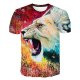 Men Daily Size T-Shirt, 3D, Animal Printed Round Collar, Short Sleeve