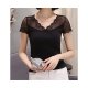 Women tourism basic shirt, solid color, lace mesh