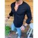 Men casual chic T-shirt, solid color patchwork V-neck