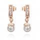 Women crystal earrings, imitation pearls, cubic zirconia silver, steel daily Roses