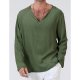 Male sports cotton Slim large size T-shirt, solid color V-neck, long-sleeved